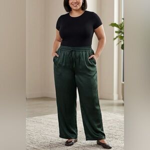 Terra & Sky Deep Green Satin Sleepwear Pants